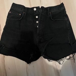 Agolde black denim shorts